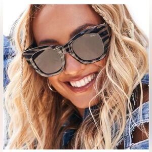 QUAY After Hours Bevel Sunglasses Zebra Stripe Frame Smoke Lenses